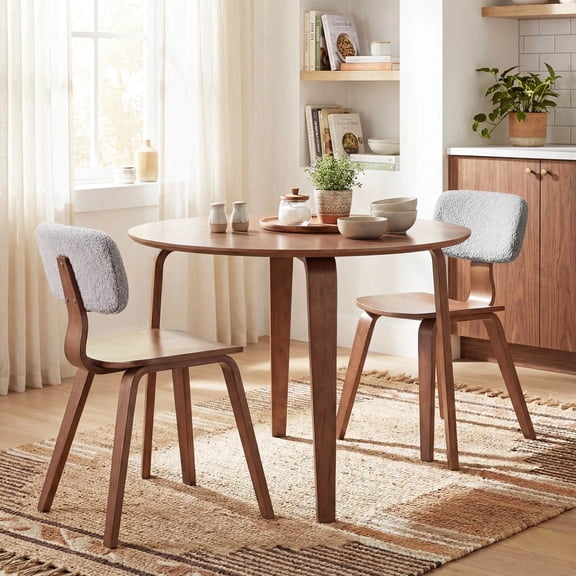 DRAZUNO 3PCS Dining Table Set with 2 Padded Dining Chairs, Circle Dinner Dinette Table