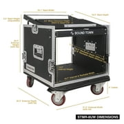 Sound Town Enhanced Thickness 1/2 (12mm) Plywood 8U Audio Rack/Road ATA Case with 11U Slant Mixer Top, 20 Rackable Depth, Casters, 8 Space Size, Pro Tour Grade (STMR-8UW)