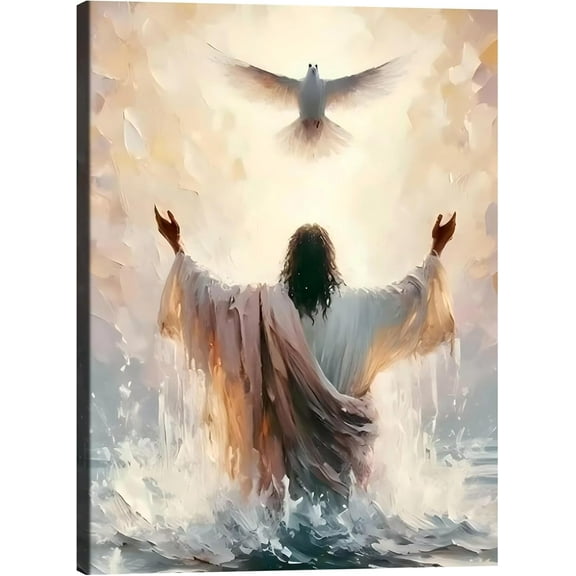 Aaheei Jesus and Dove Inspiring Wall Art, Freedom Picture Posters Wrapped Canvas Wall Decor Artwork Painting for Bedroom, Living Room,Bathroom Bar, Office Classic Home Decor