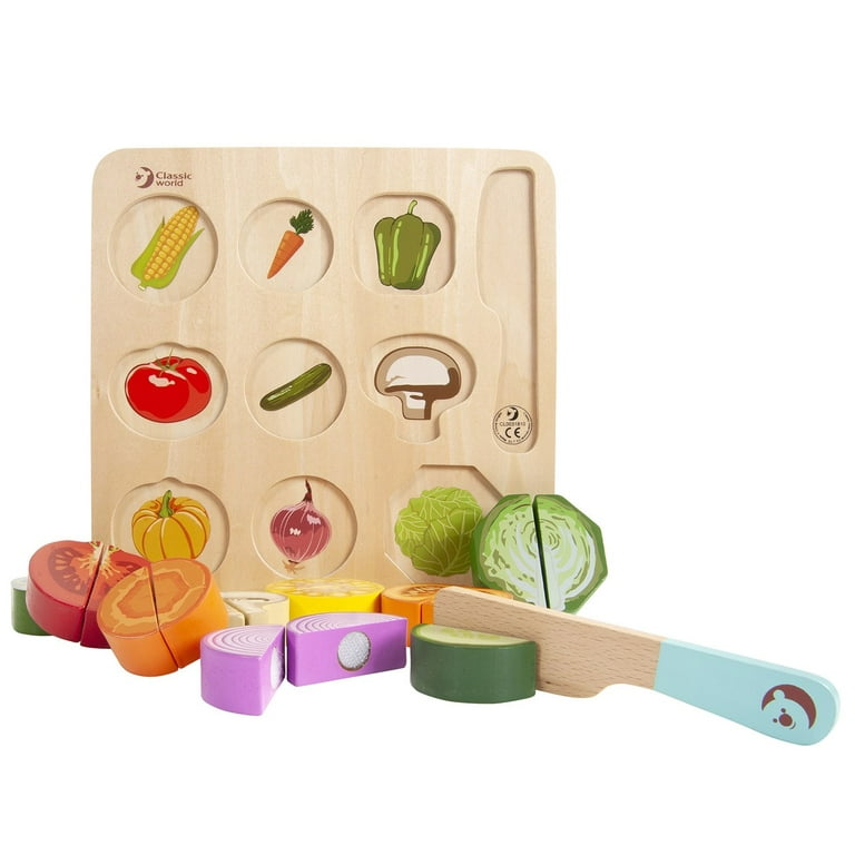 Classic World Cutting Fruits & Vegetables Wooden Puzzles - Set Of 2 Puzzles  : Target