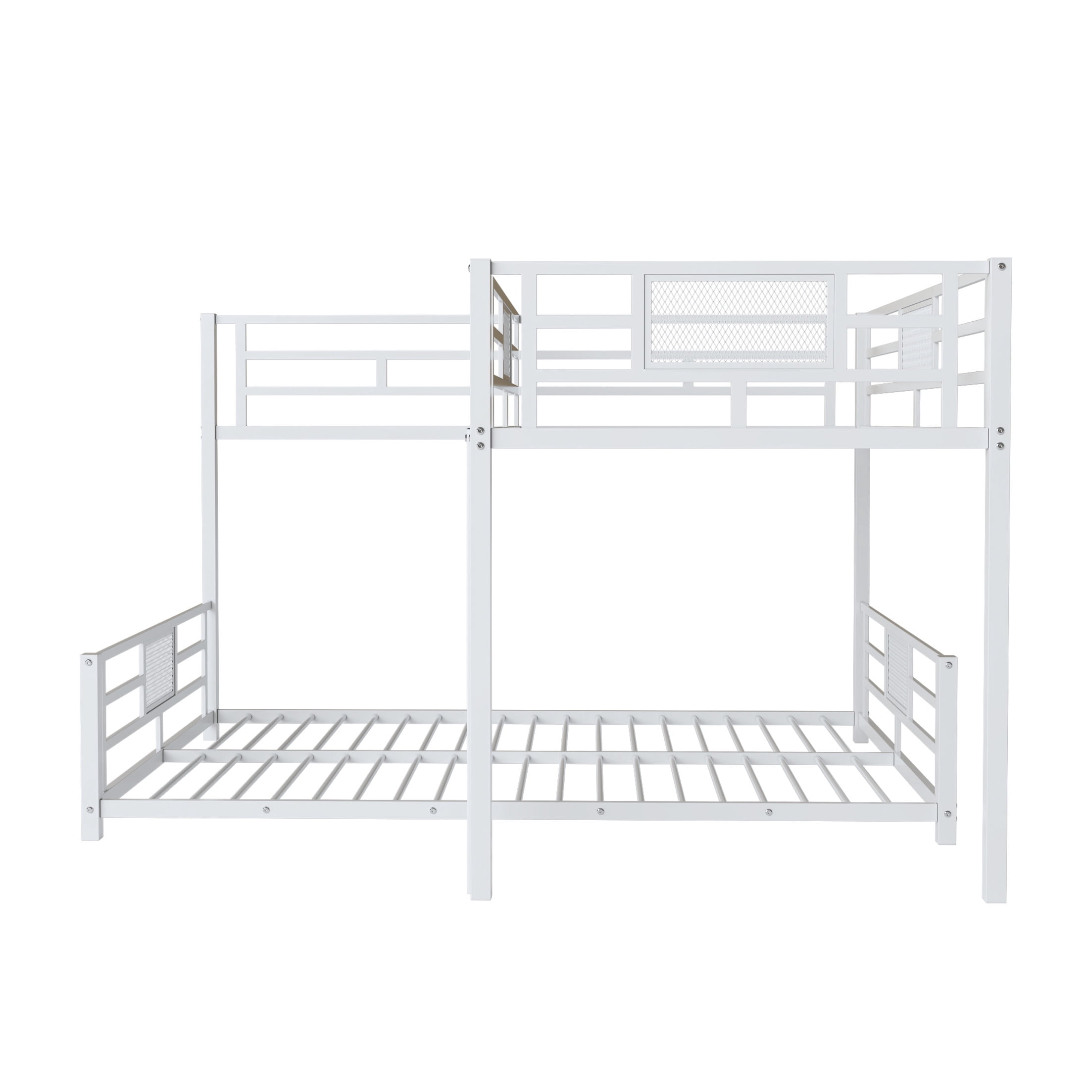 Noble House Twin over Full L-Shaped Bunk Bed, Space-Saving Metal Frame with Guardrails, Space Saving, White