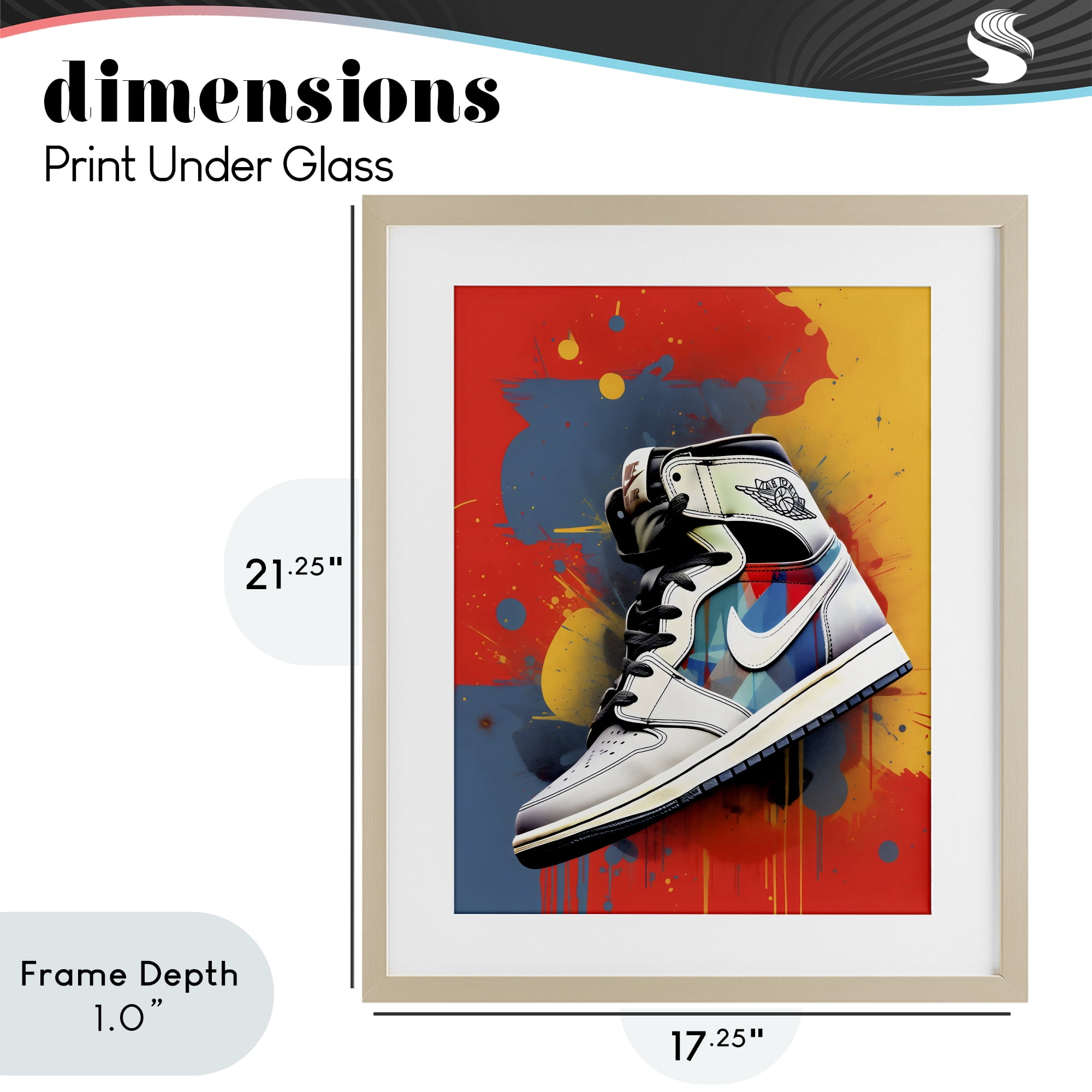 Stupell Industries Shoe With Colorblock Background Birch Framed Print Under Glass, design by Creative Studio