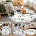 thumbnail image 6 of Round Area Rug 4ft, Easter Farm Rabbit Sketch Non-Shedding Washable Area Rug, Eucalyptus Leaves Gray Checker Non Slip Low-Profile Circle Rugs for Living Room, Bedroom Dining Room, 6 of 9