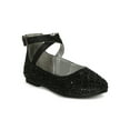 thumbnail image 1 of Little/Big Girls Glitter Round Toe Classic Criss Cross Strap Mary Jane Flat 19741, 1 of 5