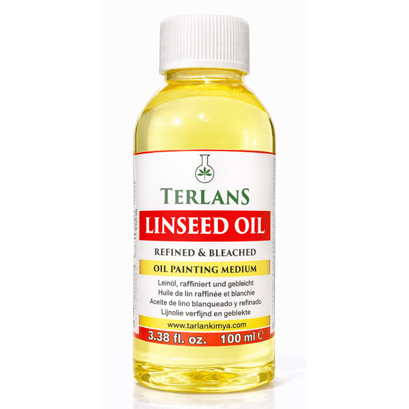 TERLANS Linseed Oil Refined, 3.38 Fl. Oz (100 ml) | Natural Oil Paint Thinner | Wood Preserver