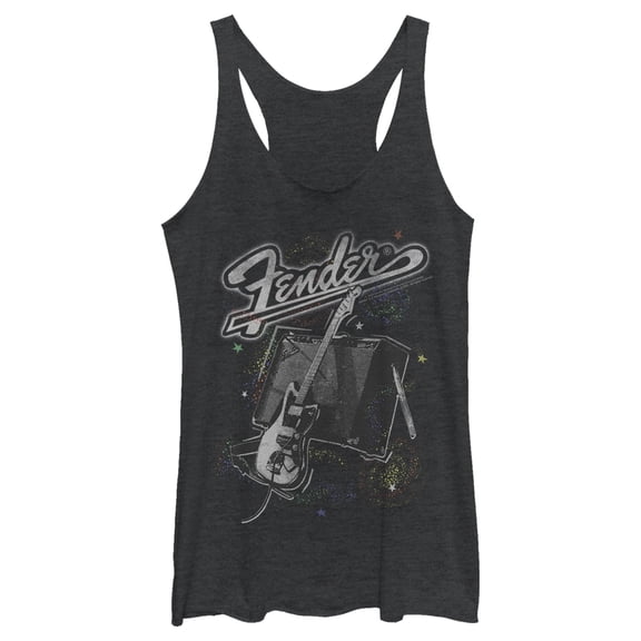Women's Fender Celestial Amp Logo Racerback Tank Top Black Heather 2X Large