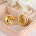 thumbnail image 6 of Lancharmed Gold Plated Stud Earrings for Womens,Chunky Hoops Earring Gifts for Couples, 6 of 8