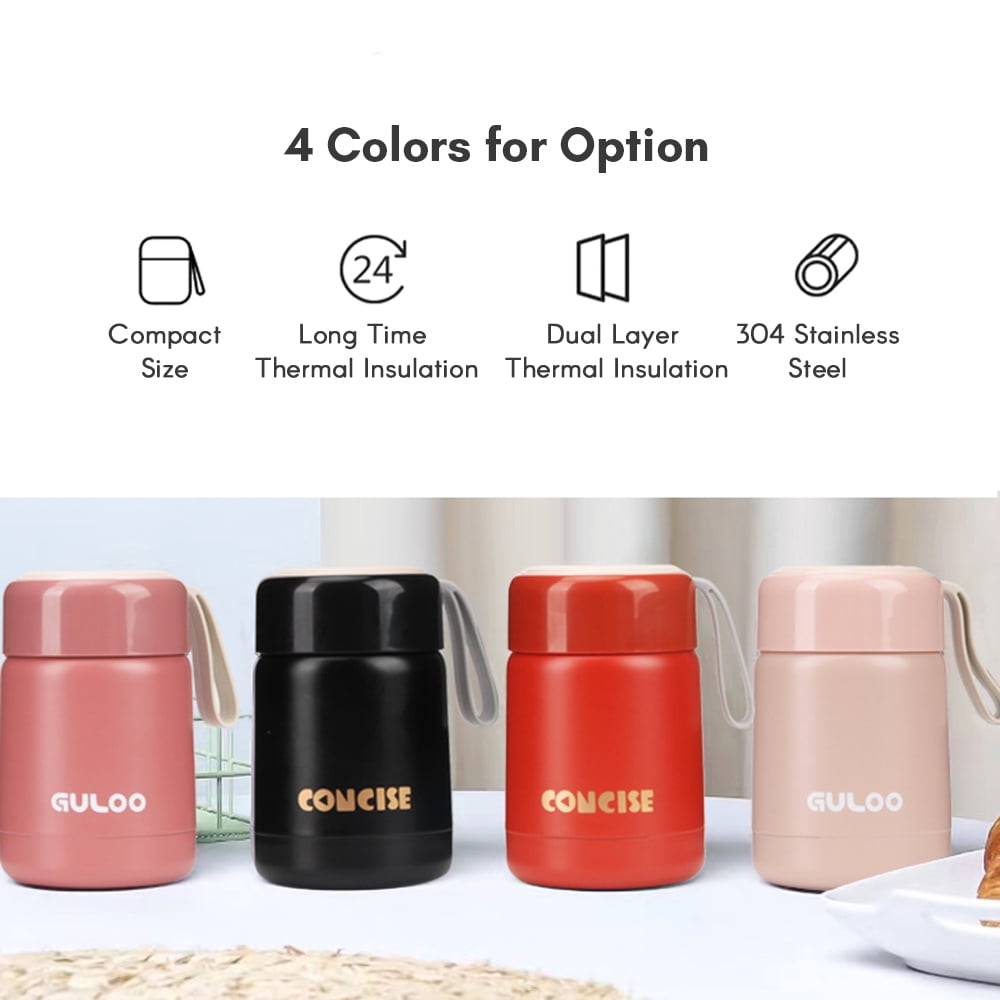 Suodoka 300ml / 10 oz Baby Food Jar Stainless Steel Vacuum Insulated Kids Thermos Soup Container For Hot Food Leak Proof Travel Companion Rose Red Edition