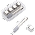thumbnail image 2 of 4PCS Stainless Steel Whisky Stones Ice Cubes with Silicone Clip Bar Barware Sets Quick Freeze Ice Stones Reusable Chilling Rocks for Whiskey Wine Gin Tonic Drinks, 2 of 5