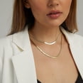 thumbnail image 4 of 14K Gold Plated Herringbone Choker Necklaces Double Layered Snake Chain Necklace, 4 of 4