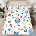 thumbnail image 2 of YST Owl Sheet Set Full Sheet Set For Girls Kids Cute Flower Animal Sheets, Flying Bird Sheet Sets Botanical Flower Pattern 3D Animal Bedding Set, 1 Top Sheet 1 Fitted Sheet 2 Pillowcases, 2 of 5