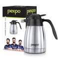 thumbnail image 1 of Cosmo Stainless Steel Thermal Carafe With Lid - 1000ml, Silver | Double Walled Vacuum Insualted Coffee Tea Carafe - Heat & Cold Retention, Durable, Reusable, 1 of 5