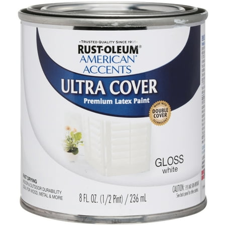 - Rust-Oleum American Accents Ultra Cover Gloss White Premium Latex Paint, 8 fl oz