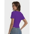 thumbnail image 2 of Women's Scoop Neck Short Sleeve Crop Tops Slim Fit T-Shirts, 2 of 6