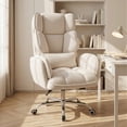 thumbnail image 3 of Hawsaiy Big and Tall Office Chair, Flip Armrests with Side Pockets, Comfy Criss Cross Office Chair with Extra-Wide Plush Seat, 150° Reclining Executive Office Chair, Chenille Upholstery, Beige, 3 of 13