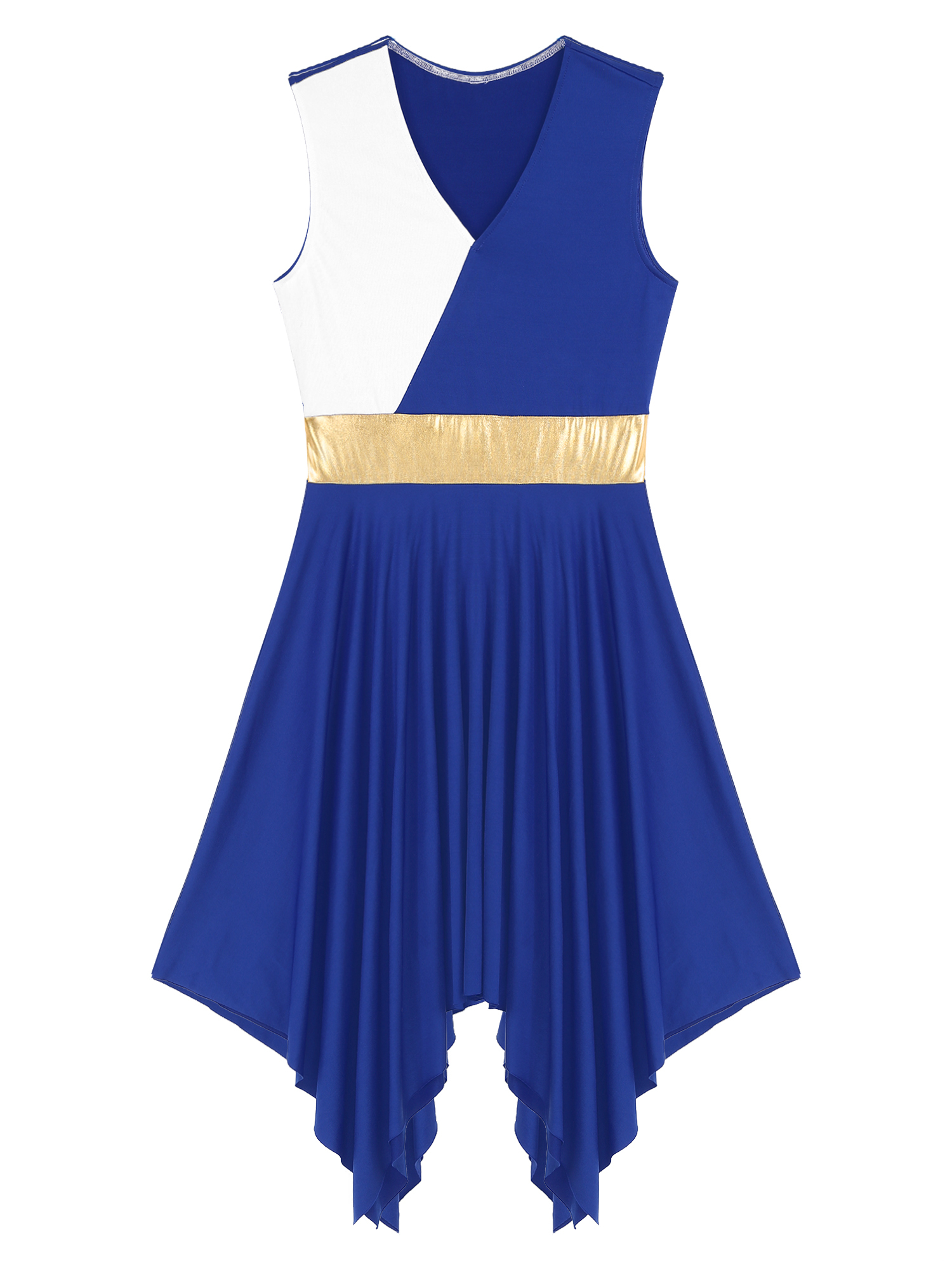 Women's Asymmetrical Praise Dance Dress - Color Block Liturgical Tunic - Midi Length