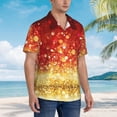 thumbnail image 3 of Pofeuu Red Gold Glitter Print Hawaiian Shirt for Men Sleeves Casual Button Down Summer Beach Dress Shirts T-Shirts,XX-Large, 3 of 7