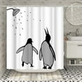 thumbnail image 4 of Black and White Animal Shower Curtain Abstract Silhouette Penguin Polar Birds Bath Curtain Funny Fabric Curtain for Kids Bathroom Decor Hooks Included 72"×72", 4 of 6