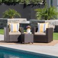 thumbnail image 6 of GDF Studio Venice Outdoor Wicker 3 Piece Swivel Chat Set,Faux Rattan, Dark Brown and Beige, 6 of 9