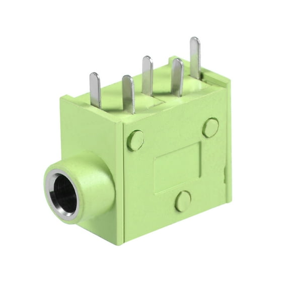 5Pcs PCB Mount 3.5mm 5 Pin Socket Stereo Jack Audio Video Connector Green PJ325