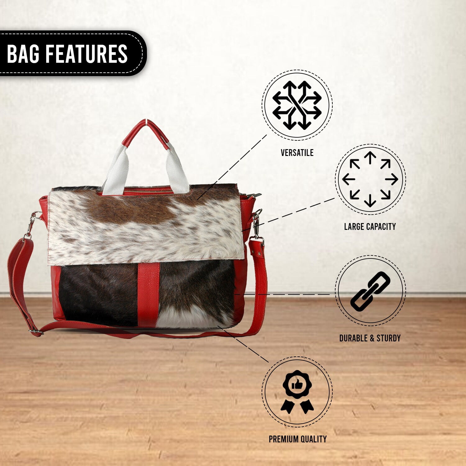 Cowhide Leather Hair On Laptop Bag Messenger Bag Unisex Briefcase Business Animal Print Cowhide Hair On Bag, Cowhide Bag - DSC-0648