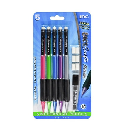 Mechanical Pencils, Metallic, 0.7mm, 5pk
