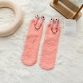 thumbnail image 2 of CUZIBR Womens Socks Winter Stripe Cute Print Solid Crew Socks Thick Fuzzy Waem Stockings Comfy Soft Breathable Lightweight Footwear,Pink,One Size, 2 of 3