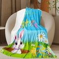 thumbnail image 7 of Bunny Bed Blanket Easter Theme Throw Blanket for Sofa Couch, Happy Easter Eggs Fleece Blanket Cute Pet Animals Flannel Blanket 39"x27.5" Greetings and Presents for Easter, 7 of 7