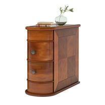 IVV Solid Wood 2-Drawer Bedside Table – Classic Brown Oak Finish Narrow End Table for Bedroom or Living Room | No Assembly Required
