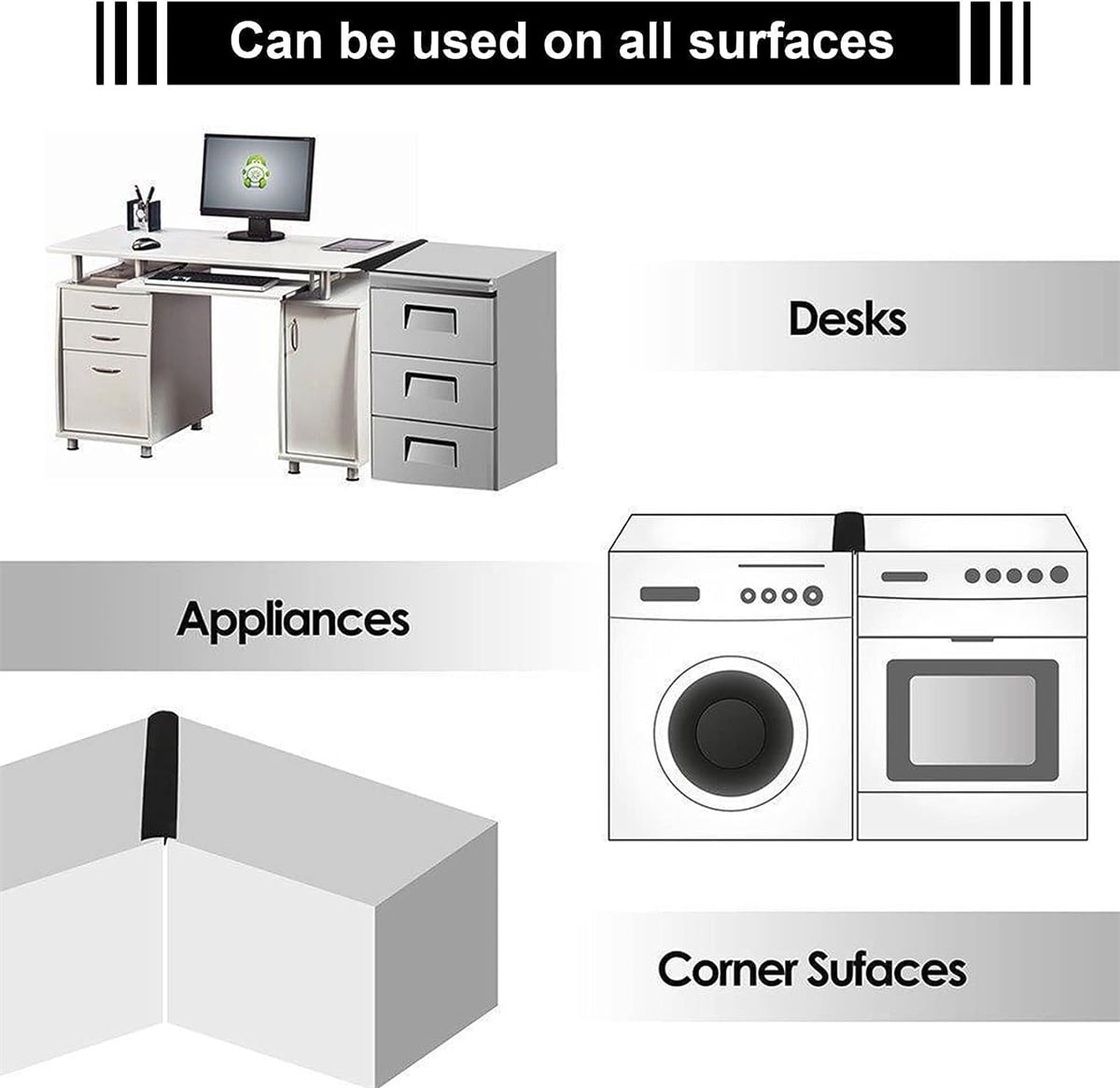 Bexikou Silicone Stove Gap Covers (6 Pack),Silicone Stove Counter Gap Covers,Heat Resistant Oven Gap Filler, Anti-Stain Countertop Gap Fillers, Easy to Clean (21 Inches, Black)