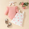 thumbnail image 5 of GYRATEDREAM Baby Girls Fall Winter Outfit Newborn Long Sleeve Ruffle Romper Tops Elephant Print Suspender Skirt Overall Dress Infant Toddler 3Pcs Clothes Set for 0-18 Months Pink, 5 of 8