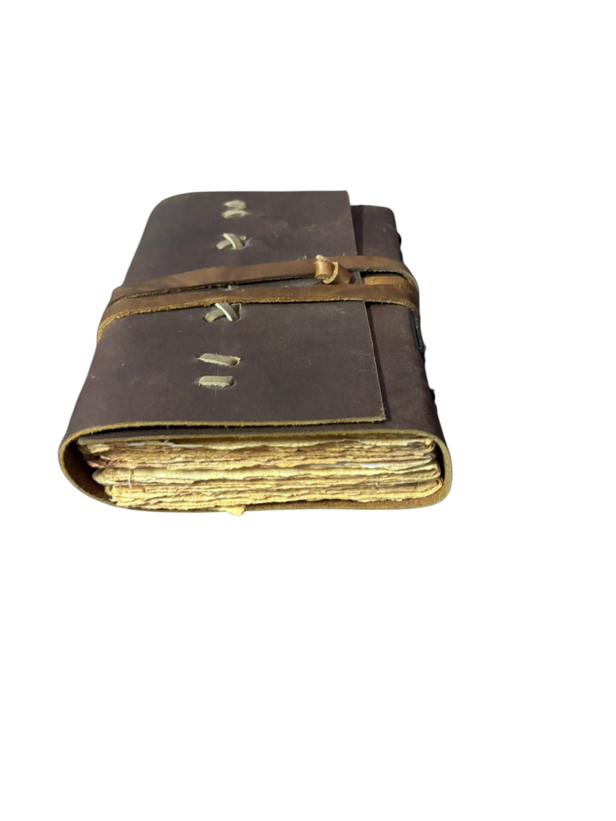 Handmade Leather Journal with Deckle Edge Lined Paper – Vintage Brown Diary, 5x7 Inch Rustic Notebook with Wrap Closure