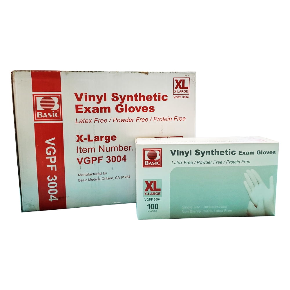 Basic Vinyl Synthetic Exam Gloves VGPF3004, Powder Free, Latex Free