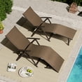 thumbnail image 3 of VREDHOM  Outdoor Portable Folding Chaise Lounge Chairs (Set of 2) - 70" L x 20" W x 14" H Brown, 3 of 5