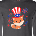 thumbnail image 4 of Inktastic 4th of July Cute Fox with Blue and Red Fireworks Long Sleeve T-Shirt, 4 of 5