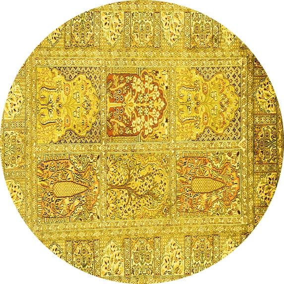 Ahgly Company Indoor Round Persian Yellow Traditional Area Rugs, 5' Round