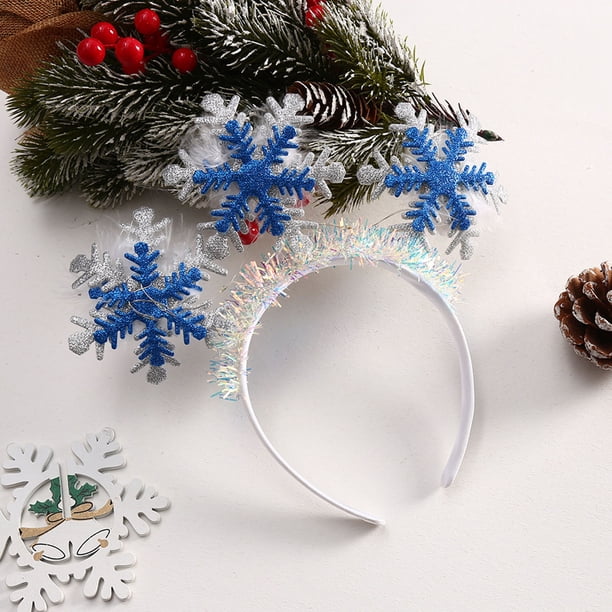 Adornos navideños, regalos navideños, diadema de copo de nieve con luces, adornos para crear ambiente y realzar el cabello, accesorios para festivales.
