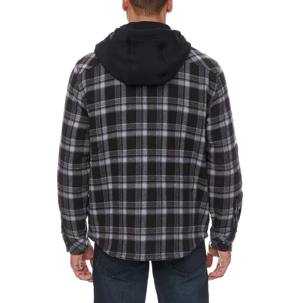 Legendary Outfitters Men’s Plaid Insulated Casual Hooded Shirt Jacket-Blue / M
