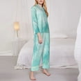 thumbnail image 3 of Lsque Blue Marble Pattern Long Sleeve Pajama Set for Women - Soft 2-Piece Sleepwear and Loungewear Set with Pockets, Comfy Nightwear-X-Large, 3 of 7