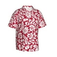 thumbnail image 5 of Wukai Red Flowers Men's Hawaiian Shirt Short Sleeve Casual Button Down Summer Beach Aloha Shirt Tropical Print Holiday Party, 5 of 8