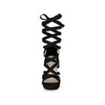 thumbnail image 6 of BLISSFUL STEP Strappy Platform Lace Up Stiletto Heels Sandals for Women Black 7, 6 of 7