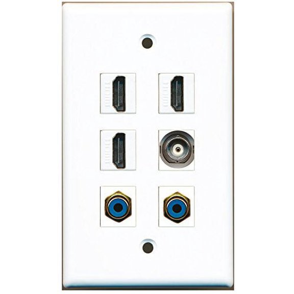 RiteAV - 3 HDMI 2 Port RCA Blue 1 Port BNC Wall Plate