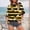 Orange, variant on YVNAURA 3D Printed Striped Short Sleeve Tee Women Yellow Black Loose Fit Round Neck Oversized Summer Top Festival Casual Cotton Blend T Shirt, White,L