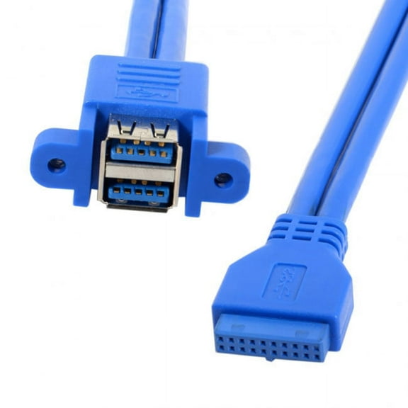 Chenyang CY Stackable USB 3.0 Female Panel Type to Motherboard 20Pin Header Cable Dual Ports 50cm Cable