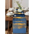 thumbnail image 4 of ERUNPONLY Summer Blue Gold Table Runner - 108 Inch Long Modern Coastal Ocean Wave Cotton and Linen Blended Dress Scarves Farmhouse Table Runner for Kitchen Dining, Coffee Table, 13"x108", 4 of 8