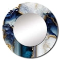 thumbnail image 2 of Designart "Serene White and Blue Geode Marble I" Marble Abstract Rund Mirror For Wall Decor - Large Blue Round Print Mirror - Round Modern Mirror - Wall Mounted Round Large Mirror - 29" x 29", 2 of 6