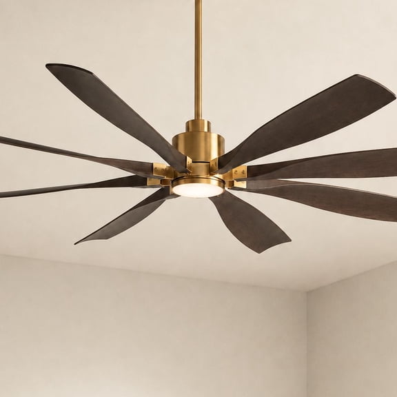 72" Casa Vieja Vortex Soft Brass Walnut LED Ceiling Fan with Remote