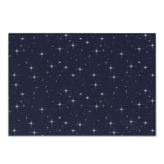 Space Cutting Board, Night Sky Stars Romantic Cosmos Themed Image Dotted Background Constellation, Decorative Tempered Glass Cutting and Serving Board, Small Size, Purple White, by Ambesonne