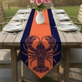 thumbnail image 6 of Lobster Navy Blue Table Runner Linen Burlap Table Runner 120 Inches Long Boho Tropical Orange Stripe Summer Dresser Scarves for Kitchen Island Coffee Dining Room Party Holiday Decoration 13"x120", 6 of 8