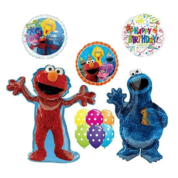 Sesame Street Elmo Cookie Monster Happy Birthday Party Balloons Decorations